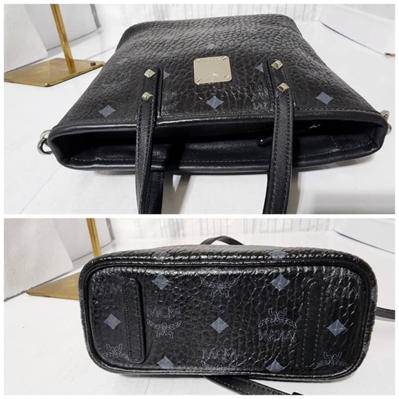 Authentic MCM Mini Tote Bag Black/Grey - Picture 7 of 13